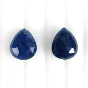 12.50cts Natural Untreated BLUE SAPPHIRE Gemstone Front To Back Drilled Checker Cut Pear Shape Briolette 12*10mm September Birthstone