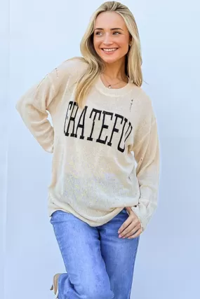 And The Why GRATEFUL Long Sleeve Knit Top