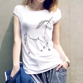 Basic Unicorn Illustration Print Graphic Tee in White | DOTOLY