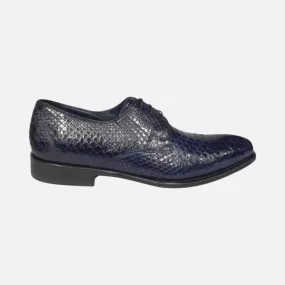 Blue Men’s Calzoleria Toscana Genuine Python Shoe - Handmade in Italy