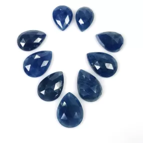 BLUE SAPPHIRE Gemstone Cut : 32.50cts Natural Untreated Unheated Sapphire Pear Shape Rose Cut 10*7mm - 13*9mm 9pcs