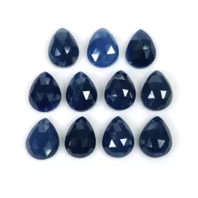 BLUE SAPPHIRE Gemstone Rose Cut : 24.50cts Natural Untreated Unheated Sapphire Pear Shape 9*7mm 11pcs (With Video)