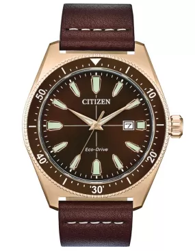 Citizen Eco-Drive Vintage Brycen Sport - Rose Gold-Tone - Date - Leather Strap