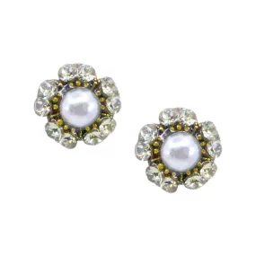 Crystal Flower Post Earrings by Eric et Lydie