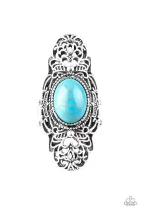 Ego Trippin' Turquoise Blue Stone and Silver Ring - Paparazzi Accessories