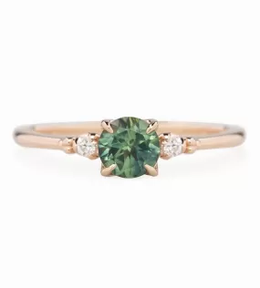 Estel Ring 0.60ct Blue Green Montana Sapphire, 14k Rose Gold (One of a kind)