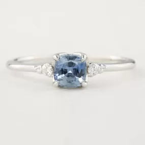 Estel Ring - 0.69ct Cushion Cut Light Blue Montana Sapphire, 14k White Gold (One of a kind)