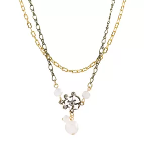 Flower and Pearl Necklace by Eric et Lydie