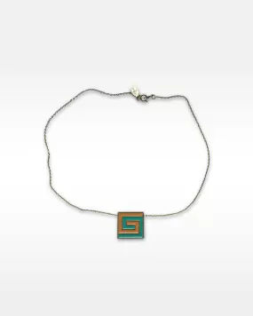 Givenchy Orange and Turquoise Blue G Pendant Necklace