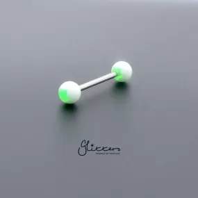 Green Flower Acrylic Ball with Surgical Steel Tongue Bar