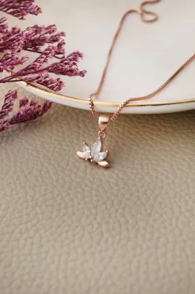 Half Flower Rose Gold Plated Sparkle Sterling Silver Pendant