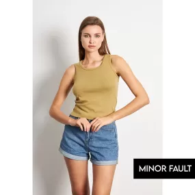 (Minor Fault) Green Melange Basic Tank Top