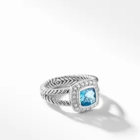 Petite Albion Ring with Blue Topaz and Diamonds