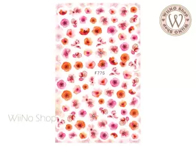 Pink Poppy Flower Adhesive Nail Art Sticker - 1 pc (F775)