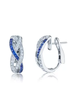 Sapphire Diamond Braided Hoop Earrings