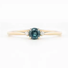 Sofia Ring 4mm 0.30ct Blue Green Montana Sapphire 14K Yellow Gold