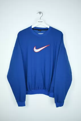 Vintage Nike Embroidered Swoosh Sweatshirt Blue Medium