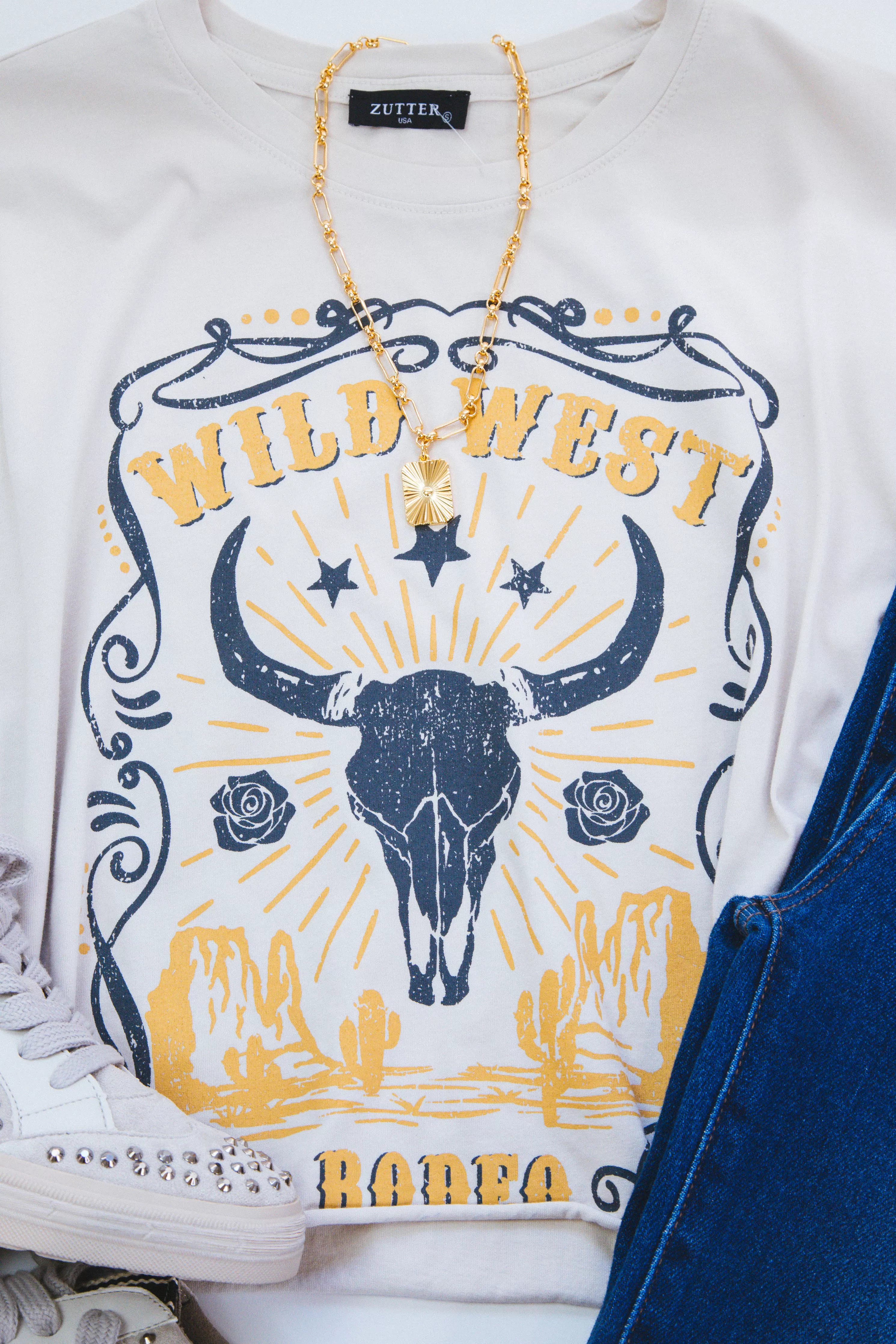 Wild West Rodeo Cropped Tee, Antique White